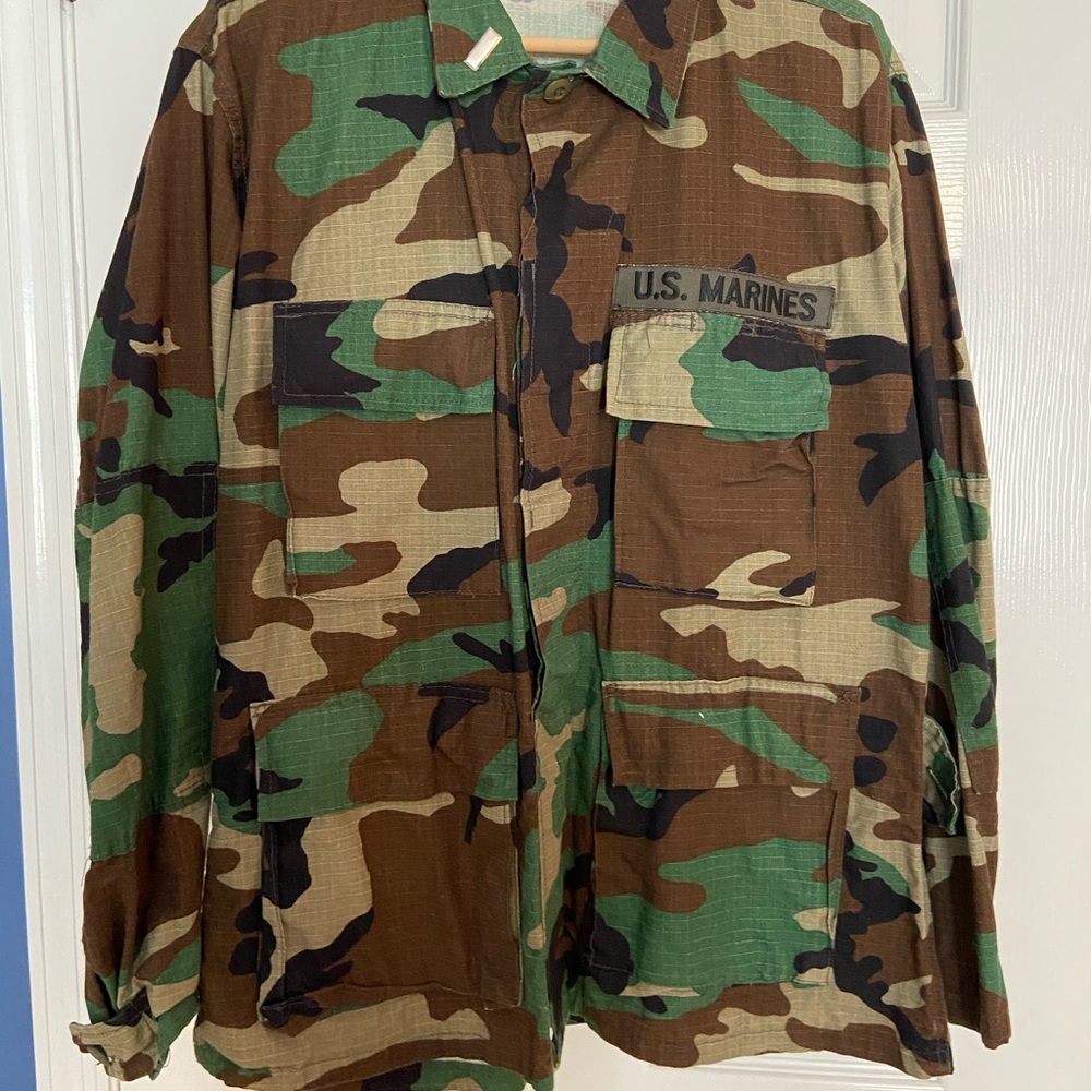 US MARINE CORPS Woodland Camo Combat Jacket Sz M